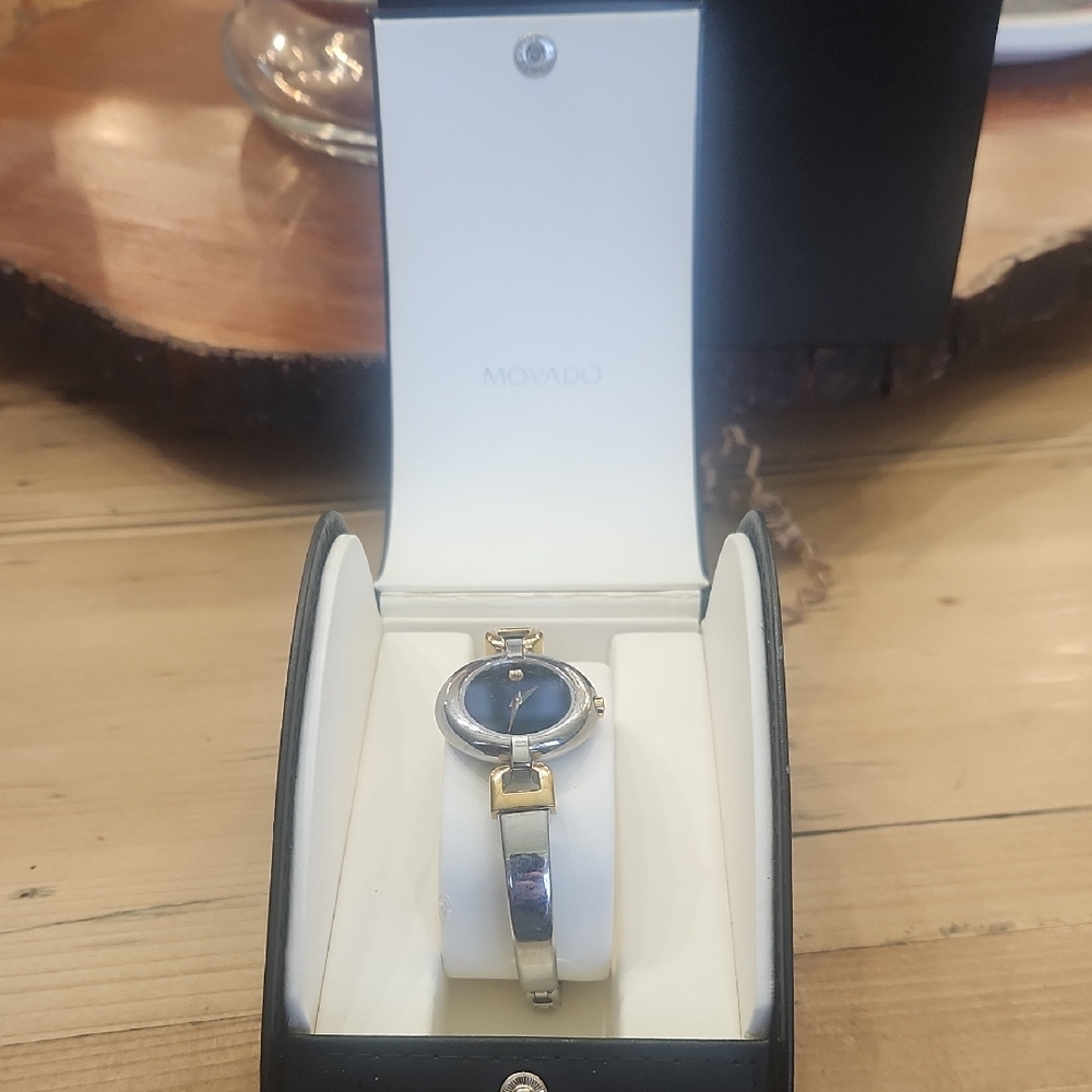 Movado Two-Tone Watch with Dark Dial